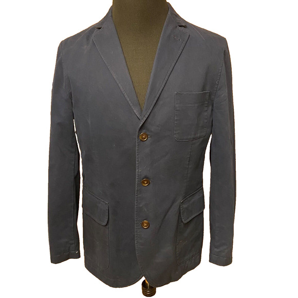 Cremieux Classics Mens Medium Three-Button Blazer Sport Coat Navy Blue Cotton - Picture 1 of 11